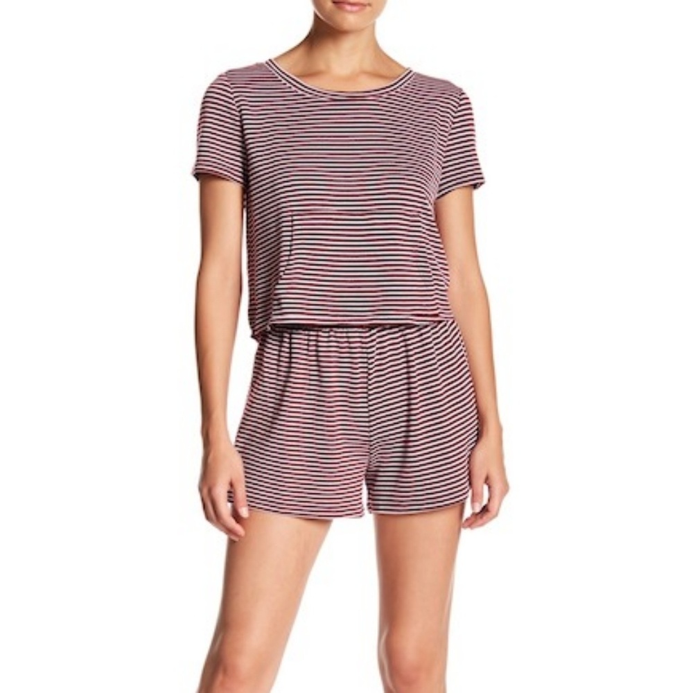 Hiatus Striped Romper With Kangaroo Pocket